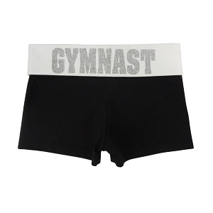 Black Glitter GYMNAST Foldover Shorts